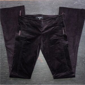 GUCCI] Rich Plum Black Velvet Boots-cut Zipper details Flare Jeans Pants